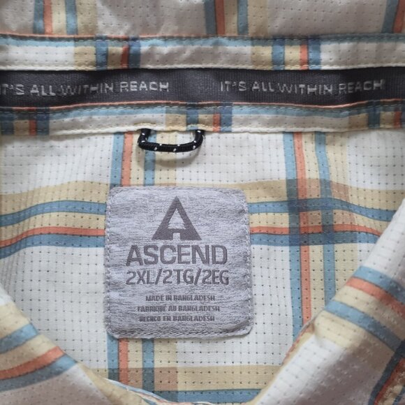 Ascend Performance Shirt Mens 2XL Plaid SS Vented Fishing Outdoors Lightweight - Picture 3 of 14